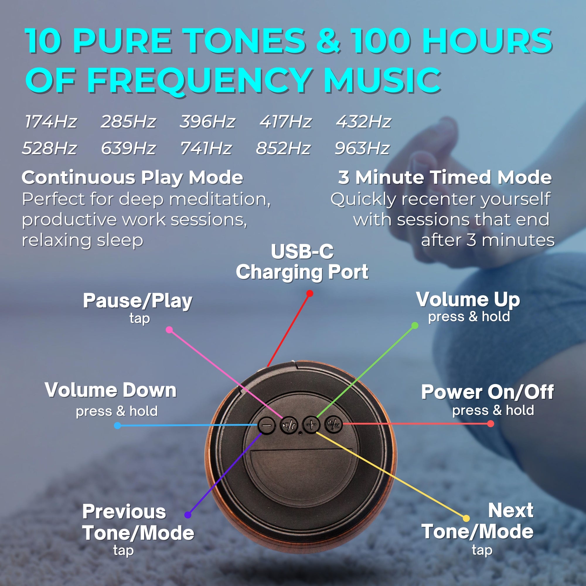 Tonsoscope TŌNEM Sound Healing & Meditation Device | Solfeggio Frequencies, 432Hz